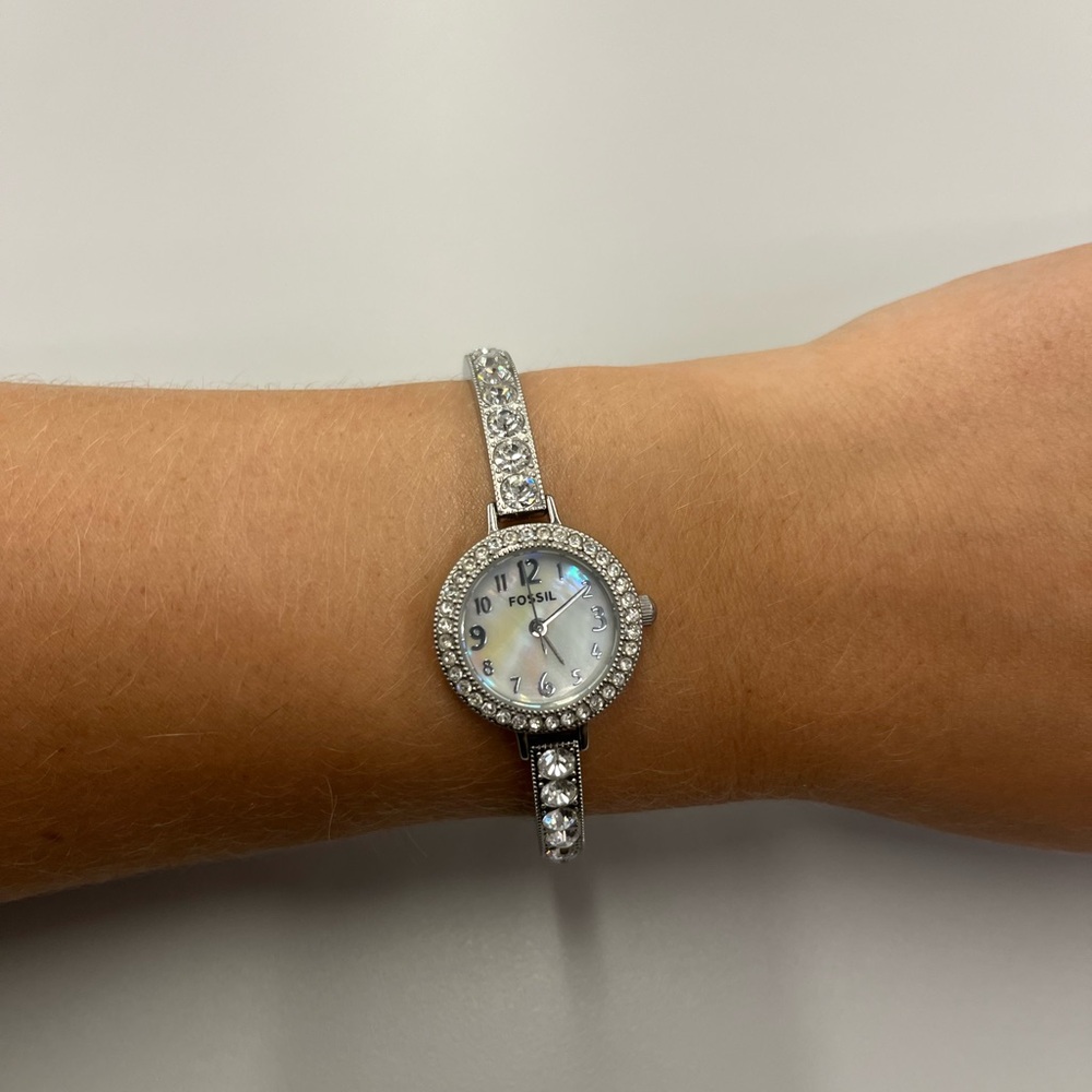 Fossil Women's Silver Watch with Crystal Accents